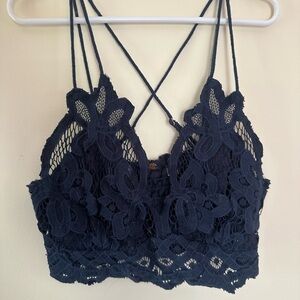 Free People One Navy Blue Lace Bralette